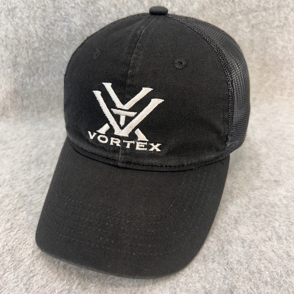 Vortex Embroidered Logo Mens Black Vortex Trucker Hat Snapback Mesh Cap OSFM